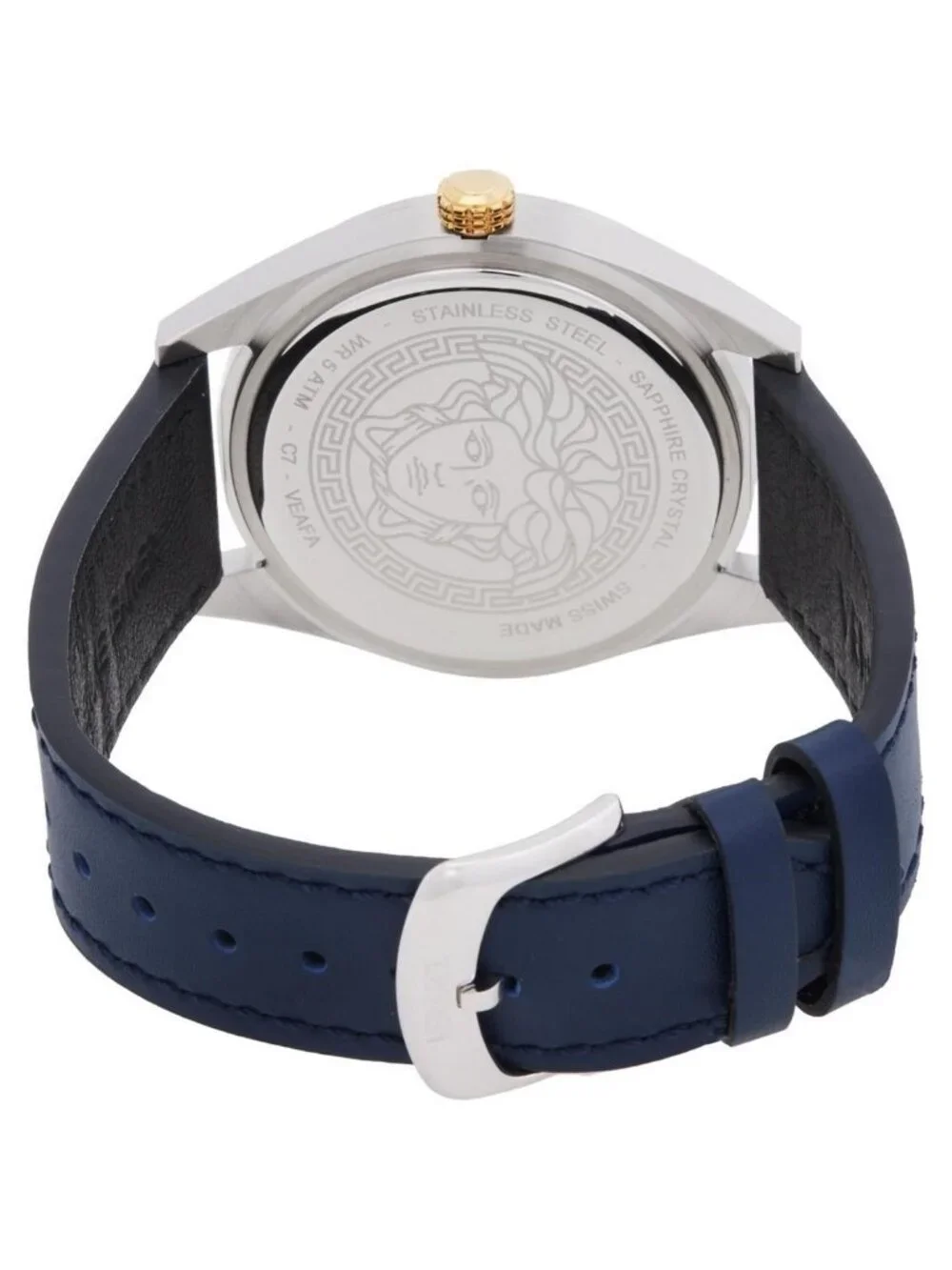 NWT Versace V-Code GMT Quartz Blue Dial Men's Watch